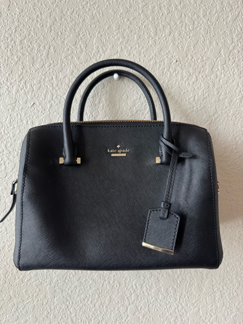 Kate Spade Cameron Street Satchel Black Saffiano Leather Bag Gold Hardware